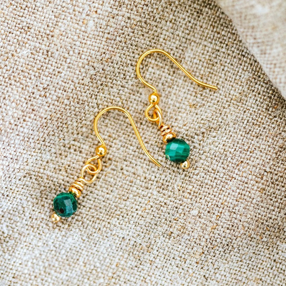 Faceted Malachite Drop Earrings
